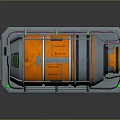 Orange And Silver Cylindrical Industrial Equipment With Green Support Frame On Metallic Platform Shiny Surface