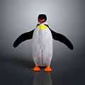 Penguin With Black And White Body Orange Feet Yellow Neck Standing With Outstretched Wings