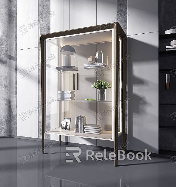 Modern Bookcase Glass Decorative Cabinet model