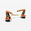 Two Orange Advanced Industrial Robotic Arms For Automated Manufacturing Processes 3d model