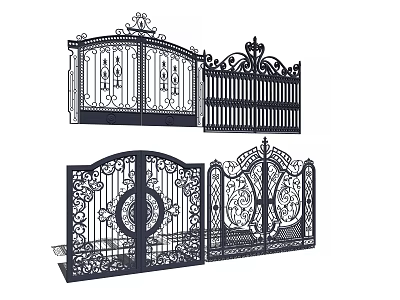 Iron Entrance Gates With Ornate Carvings Classical Designs And Various Decorative Patterns 3d model