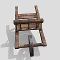 Vintage Wooden Wheelbarrow With Rustic Handcrafted Frame And Spoked Wheel Design