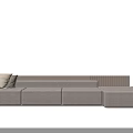 Modern Modular Sectional Sofa With Soft Beige Fabric And Comfortable Cushions 3d model