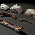 Natural Stone And Wood Materials Showcasing Varied Shapes And Textures