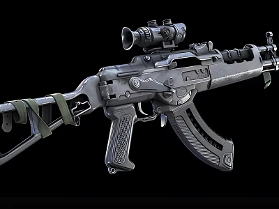 Modern Tactical Rifle Featuring Adjustable Scope And Metal Body Construction 3d model