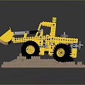 Yellow Lego Forklift Model With Large Black Wheels And Brick Construction Base 3d model
