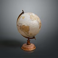 Vintage Globe With Wooden Base And Detailed World Map For Home Decor