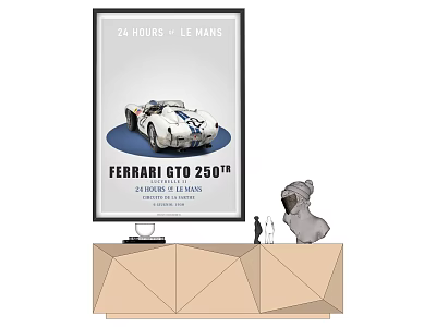 Ferrari GTO 250th 24 Hours Le Mans Poster Wall Art Display In Interior 3d model