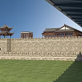 Ancient Architecture With Traditional Watchtower Stone City Wall And Classic Roof Design