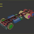 Mechanical Car Chassis Frame Structure With Wheels And Suspension Parts