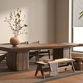 Modern Tea Table and Chair Combination Solid Wood Tea Table Tea Table 3d model