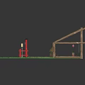 Traditional Japanese Building Featuring Red Torii Gate Tiled Roof Wooden Windows Red Fence And Lanterns