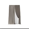 Beige Textured Curtains With Sheer Layers For Elegant Modern Window Decor 3d model