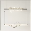 Modern Hanging Chandelier With Double Layer Mountain Bridge Linear Design And Black Frame 3d model