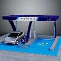 MINVI Electric Vehicle Charging Station with Silver Car Connected to Charging Port