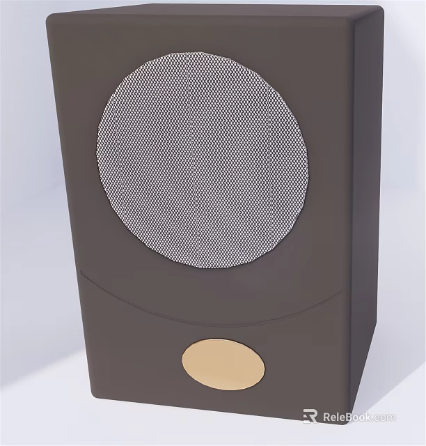 Modern Vertical Speaker With Circular Mesh Grille And Gold Accent Design 3d model 