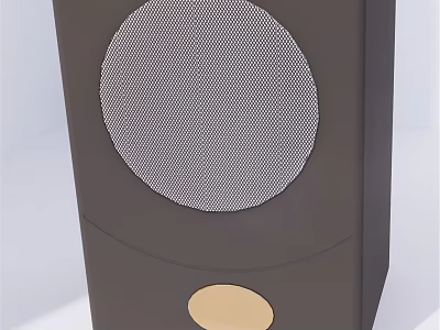 Modern Vertical Speaker With Circular Mesh Grille And Gold Accent Design 3d model