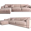 Light Colored Modern Sectional Sofa With Soft Upholstered Cushions And Chaise 3d model