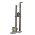 Concrete Utility Poles With Electrical Transformers And Power Cables Outdoor