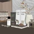 Luxury Skincare And Bath Products On Wooden Table With Books And Vase