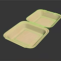 Two Light Pink Square Plastic Food Containers For Practical Household Use 3d model