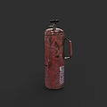 Rusty Red Fire Extinguisher With Black Top Knob And Metal Handle