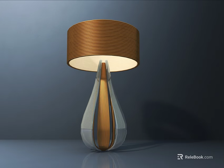 Modern Brown Lampshade Table Lamp With Gold And White Elegant Design 3d model 