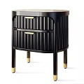 Black Vertical Ribbed Console Table With Drawers Gold Handles And Legs