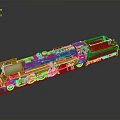 Detailed Black and Red Steam Locomotive Model With Red Wheels and White Front
