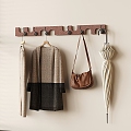 Antique Solid Wood Clothes Hook Wall Hanging Coat Rack Hanger Hook Clothes Bag Umbrella 3d model