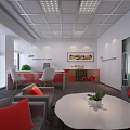 Modern Office Interior With Reception Desk Sofa Chairs Decorative Painting And Plants