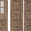 Rustic Wooden Barn Doors With Glass Panel And Sliding Track System For Interior Design