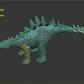 Turquoise And Yellow Stegosaurus Dinosaur Model With Spiked Back And Tail Spikes
