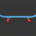 Blue Skateboard With Three Red Cartoon Car Patterns And Red Wheels