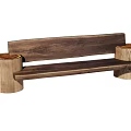 Natural Wooden Outdoor Chair With Cylindrical Legs And Long Backrest Design