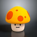 Adorable Yellow Mushroom With Orange Spots And Smiling Face As Tasty Food