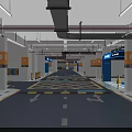Xpeng Super Charging Station With Blue Floor Parking Spaces And Yellow Cones