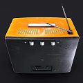 Classic Vintage Orange Retro Television with Antenna in Black Background