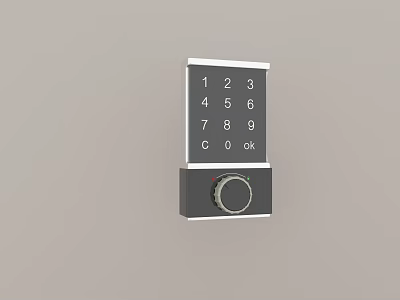 Electronic Keypad Door Lock With Numeric Buttons And Circular Knob For Home Security 3d model