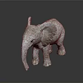 Light Colored Elephant Statue With Textured Surface Standing On Smooth Gray Background 3d model