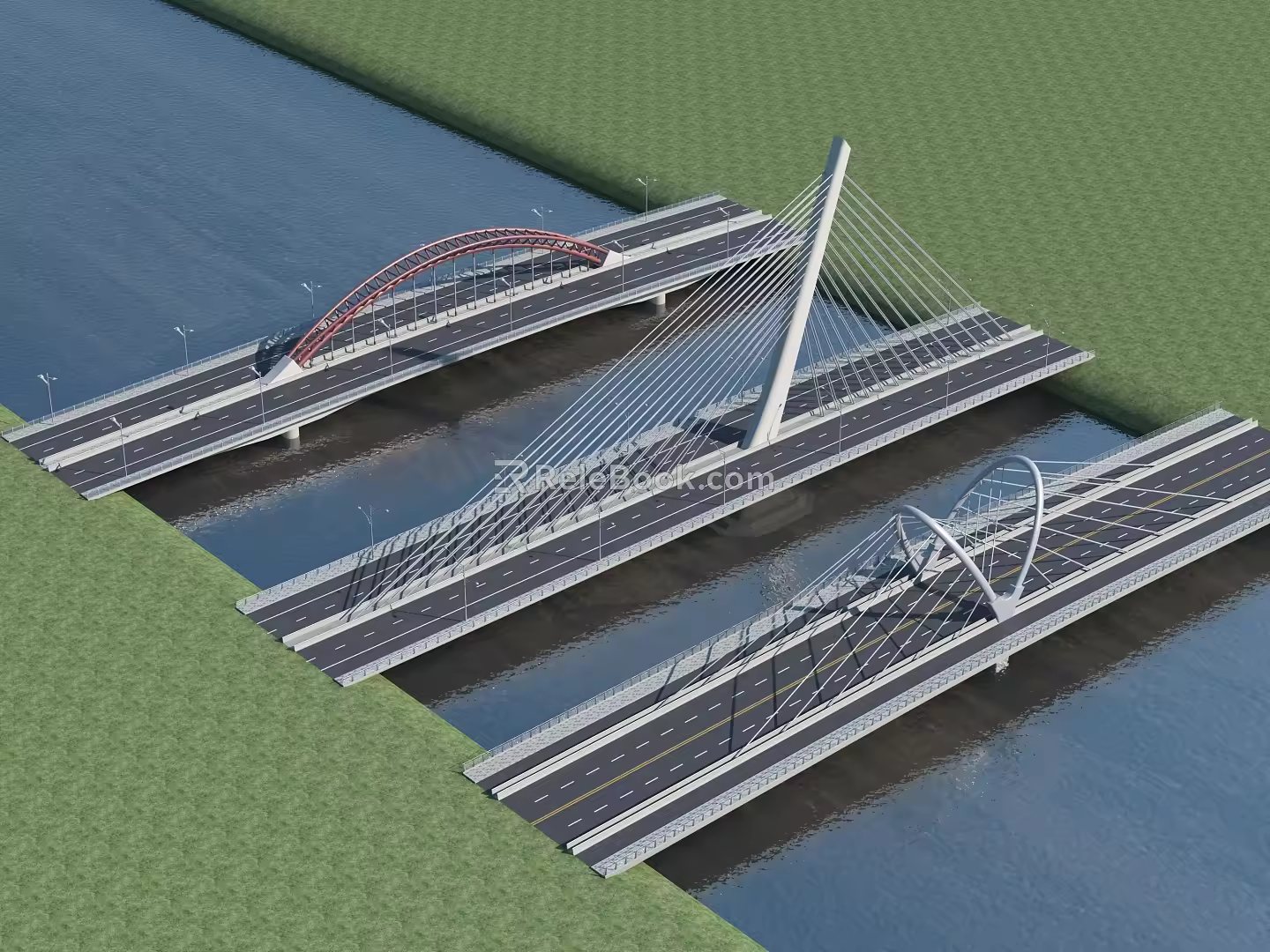 bridge cable-stayed bridge arch bridge 3d model