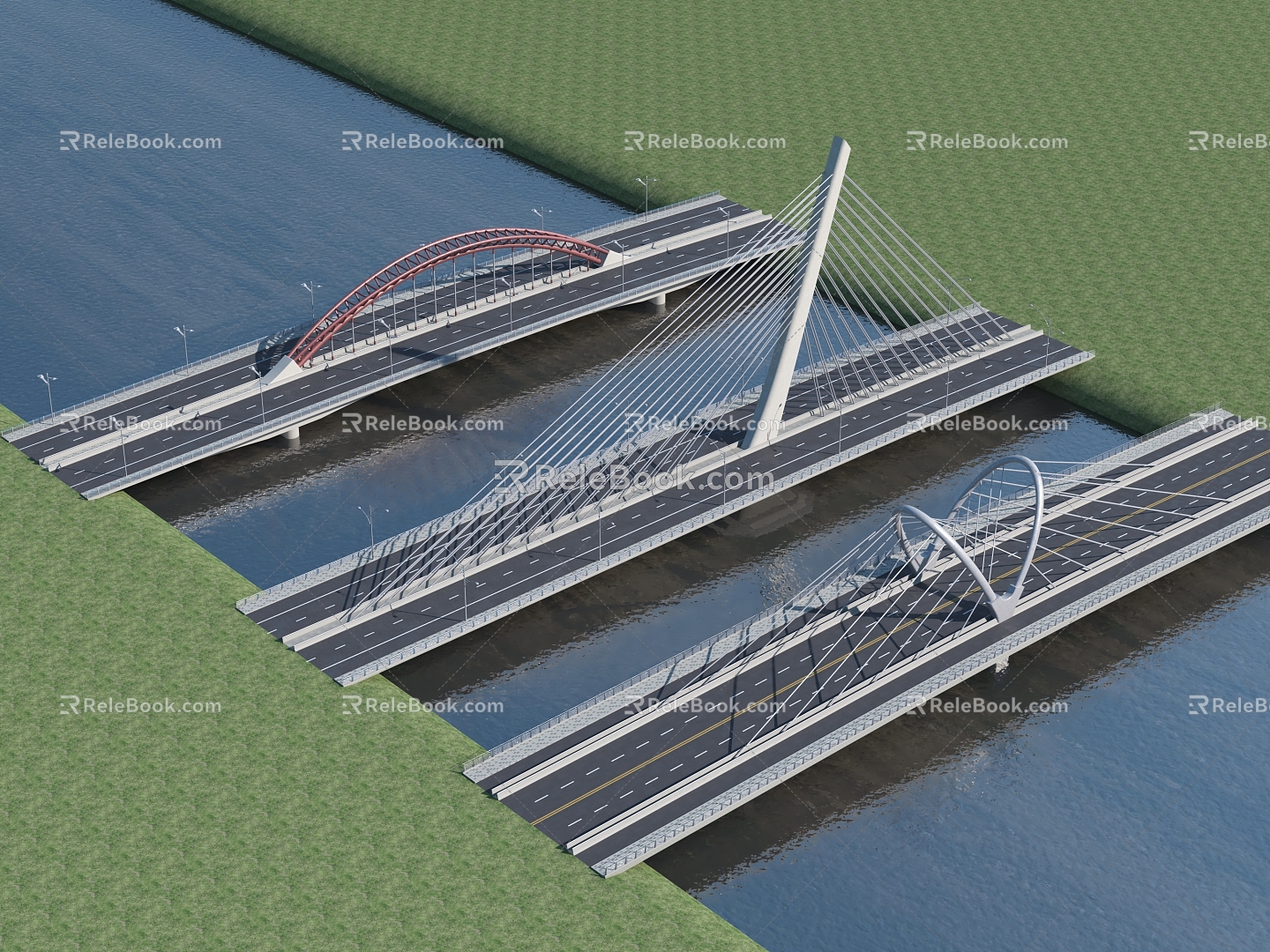 bridge bridge cable-stayed bridge arch bridge 3d model