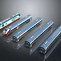 Modern High Speed Train Models With Multiple Carriages And Sleek Design