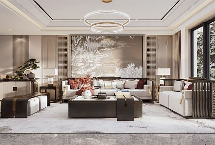 New Chinese Living Room 3d model