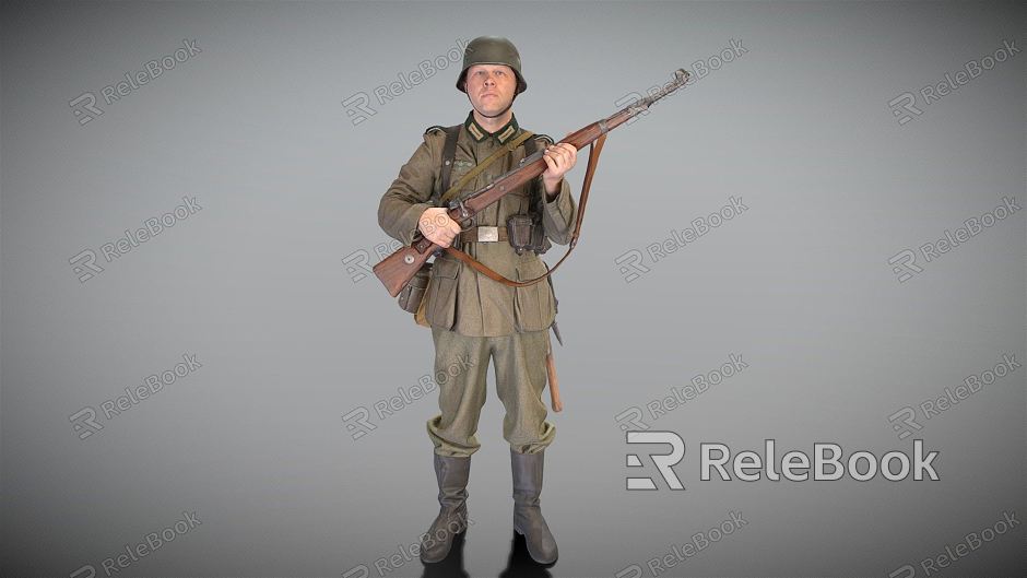 Modern man German soldier with gun model