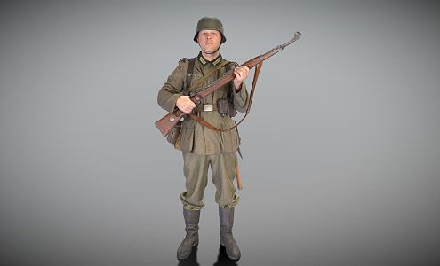 Modern man German soldier with gun 3d model