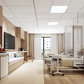Modern Hospital Outpatient Ward Interior With Bed TV Cabinets Sofa And Flowers