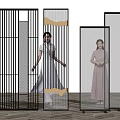 Modern partition glass screen partition 3d model