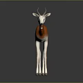 3D Orange and White Antelope Figure in Standing Stance on Dark Reflective Ground