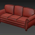 Three Seater Brown Leather Sofa With Scroll Arms And Wooden Legs